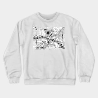 Abstract illustration with black gemstone and stripes inspired by zentangle Crewneck Sweatshirt